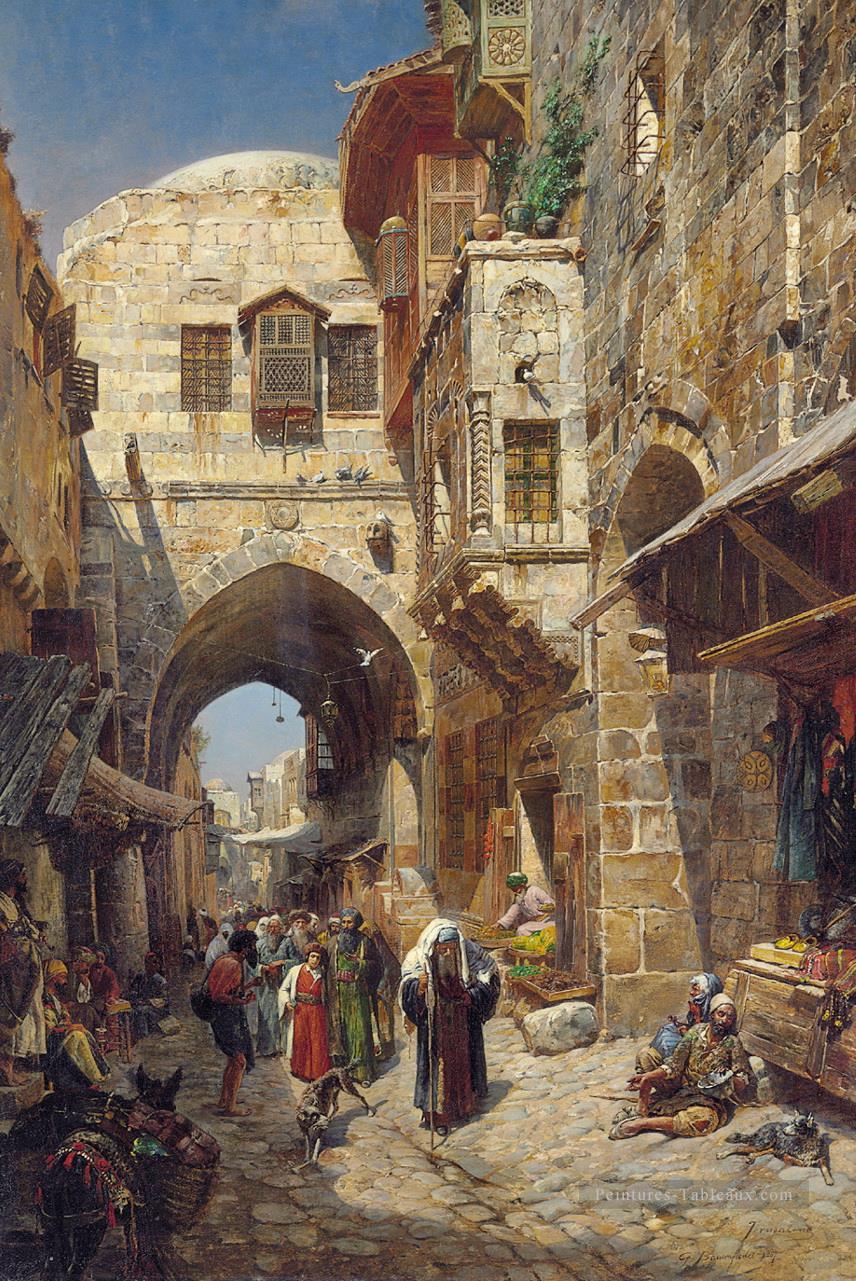 David rue Jérusalem Gustav Bauernfeind orientaliste Peintures à l'huile
